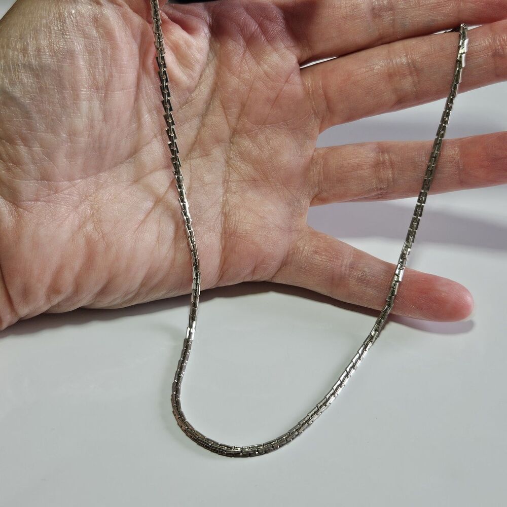 Vintage Trifari Crown Silver Tone Boston Link Necklace 15.5"